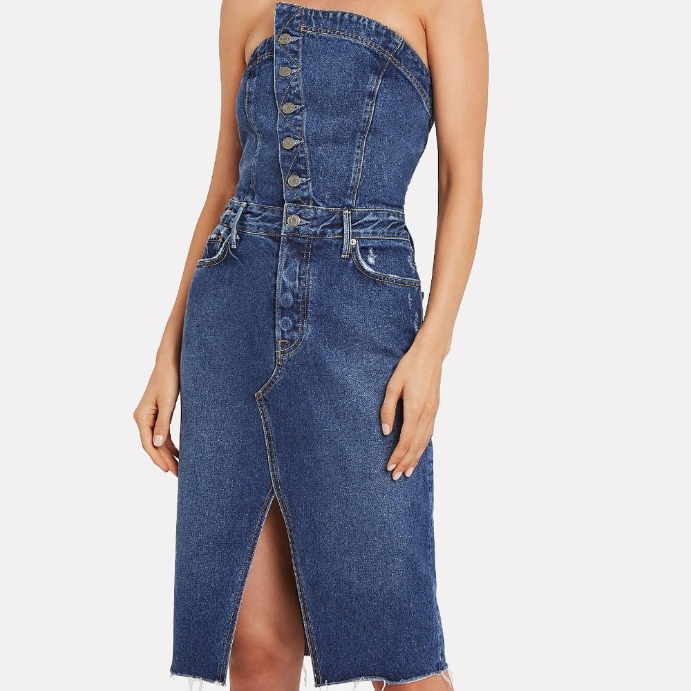 GRLFRND Nina Strapless Denim Dress, Size Small